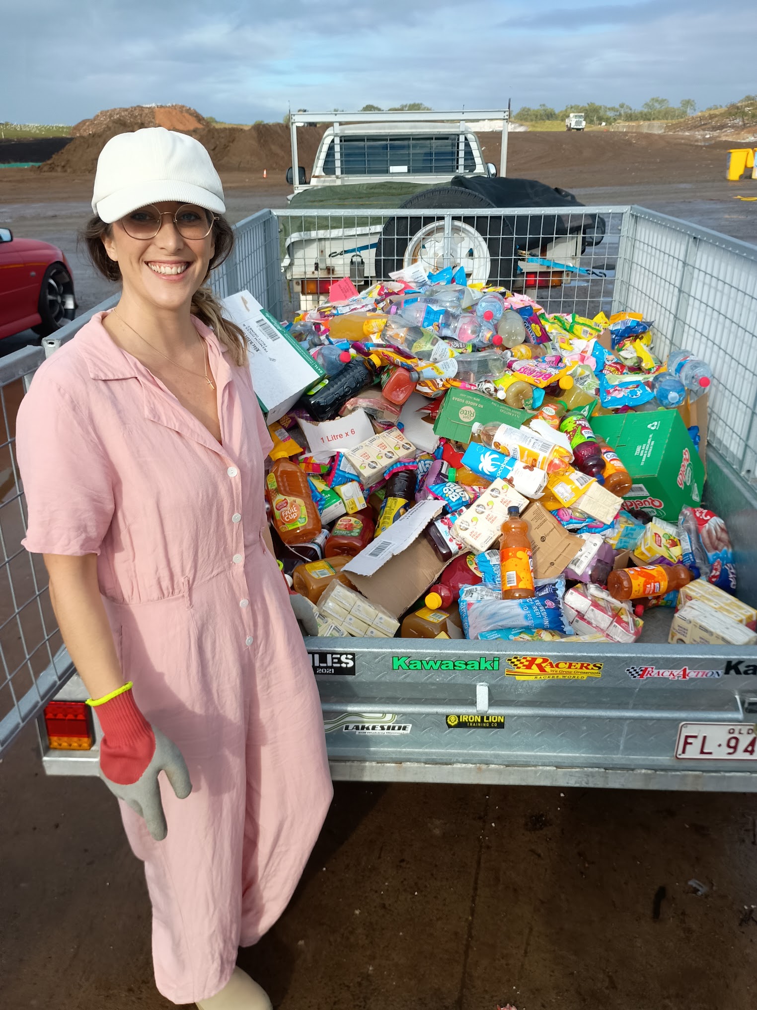 WayMaker team member with a fully loaded rubbish trailer at a disposal facility
